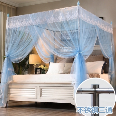 雪防蚊床帐公主女童婴儿时尚大单人折叠折蚊帐单人床可折叠床欧式