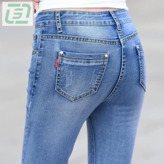 Брюки 春秋新款牛仔裤女紧身韩版春季显瘦长裤浅色小脚铅笔裤