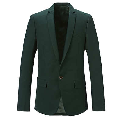 时尚墨绿色  精致内袋 一粒单排扣 男士休闲便西服  p 3507