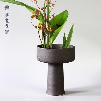 高脚小火炬花器插花器皿花瓶花盘剑山插花日式中式花道小原流