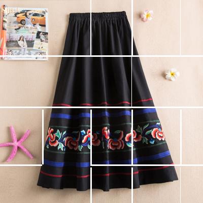 2019秋冬新款民族風半身裙繡花複古雲南刺繡女裝棉麻半身大擺長裙在類目 女裝/女士精品, 半身裙中 - 來自Buy2taobao.com提供專業的淘寶代購服務