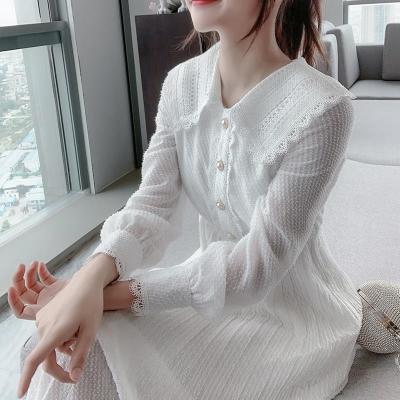 春装2020年新款女装春季蕾丝连衣裙气质洋气白色裙子仙女超仙森系