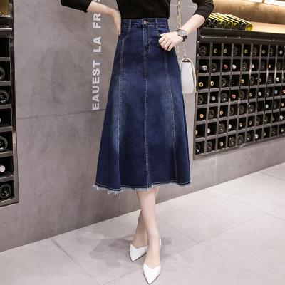 中长款高腰牛仔半身裙女秋季2019新款包臀鱼尾大摆牛仔裙一步长裙|ruв категории Женская одежда, юбка - от Buy2taobao.com для оказания профессиональной услуги покупки агента Taobao