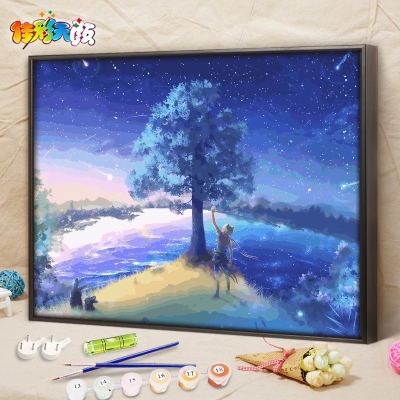 水彩画填色星空色画册涂色画画diy油彩闺蜜卧室少女
