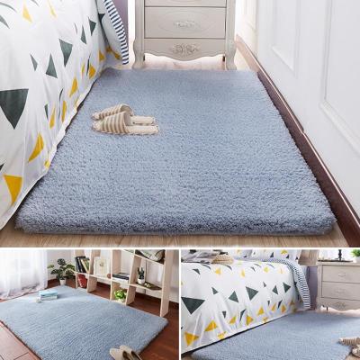 卧室清洗改造绿色客厅地毯防滑可爱个性素色木地板爬行垫柔软床下