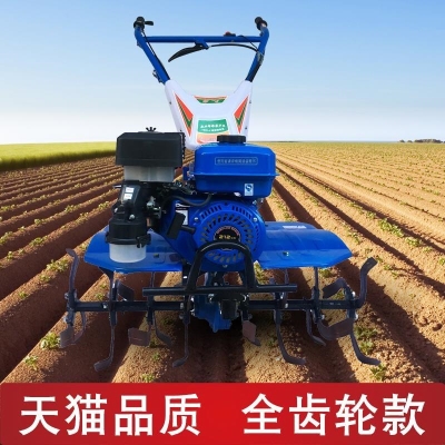 全齿轮小型松土机农用旋耕翻土机犁地耕地机多功能汽油微耕