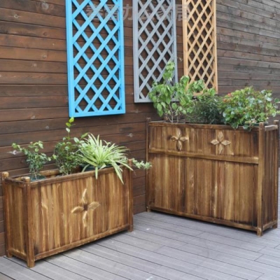 木屏风花箱实木盆景花台简约格栅花格白色山庄休闲区定制绿植绿化