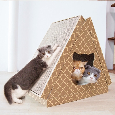 猫抓板大号三角形猫屋磨爪器猫玩具瓦楞纸猫窝别墅耐磨猫咪用品