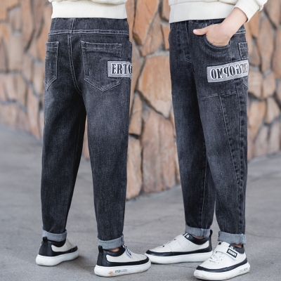 男童牛仔裤秋装长裤儿童中大童宽松休闲直筒胖童男孩春秋款潮裤子