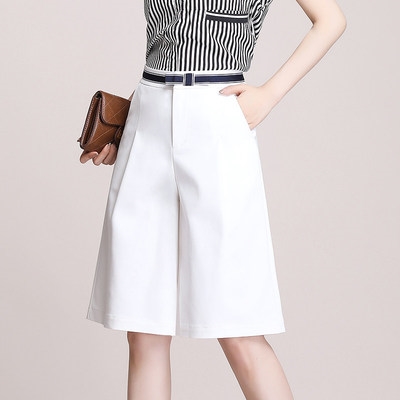 六分裤女夏季宽松直筒阔腿港味薄款白色短裤2020年五分裤西服5分6