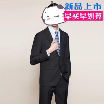 新款海家男装春季新品男士套装西服商务修身西装新郎结婚礼服黑色