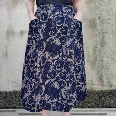 Брюки 2019新款女装棉麻半身裙女裙文艺范半身长裙韩版秋季半裙高腰