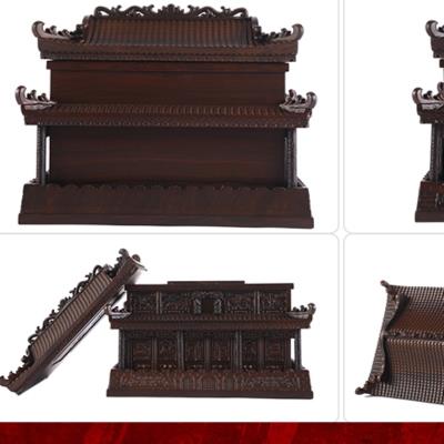简约骨灰盒实木寿盒用品金丝楠木女用殡葬黑色墓地保护罩骨灰罐