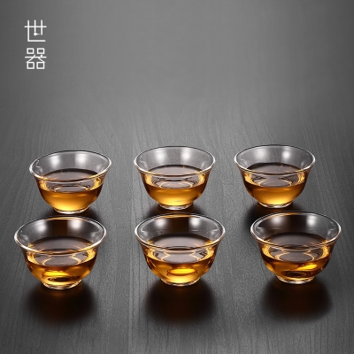 加厚耐热透明玻璃品茗杯小茶杯功夫茶具主人杯单杯茶盏小杯子家用