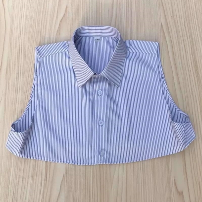 男式女式工装领子 白底蓝细条假领 节约领 衬衣领子职业装领子