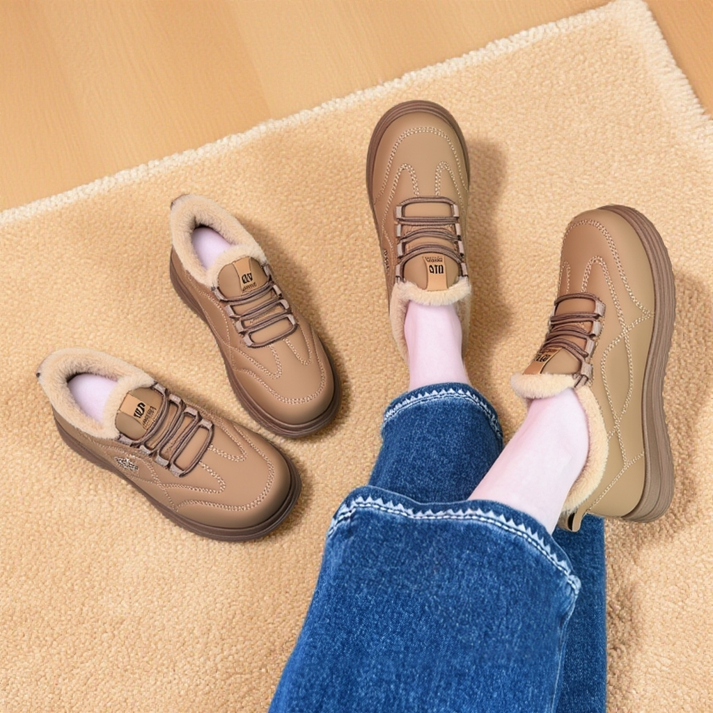 加绒妈妈鞋软底防滑奶奶鞋防水保暖老人棉靴冬季加厚棉鞋女中老年