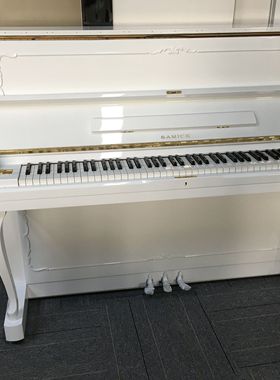 家用钢琴 韩国原装进口二手钢琴三益SU-118 白色钢琴 状态好
