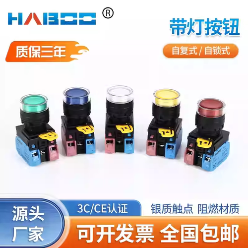 22mm带灯保护防水按钮开关LED