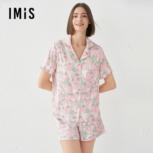月光丝 抗静电家居服套装 爱美丽睡衣女开衫 短裤 IM46BRB1 短袖