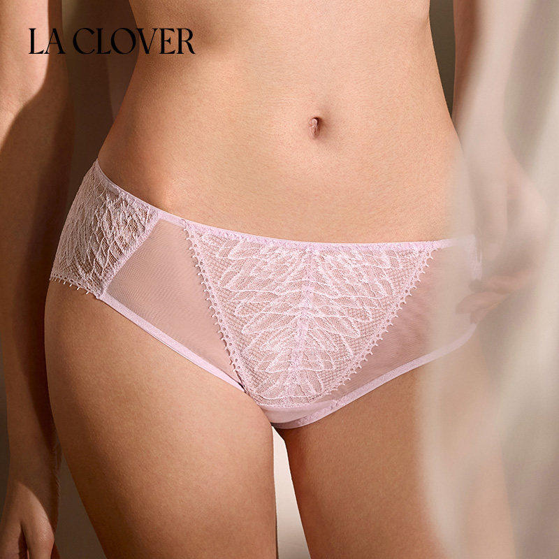 La Clover简影三角裤中腰薄款性感蕾丝内裤女CC22AB1