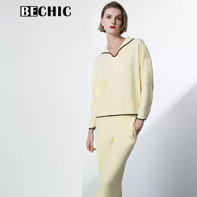 BeChic居家时光女士春秋翻领可外穿分身家居服套装BC46CR2