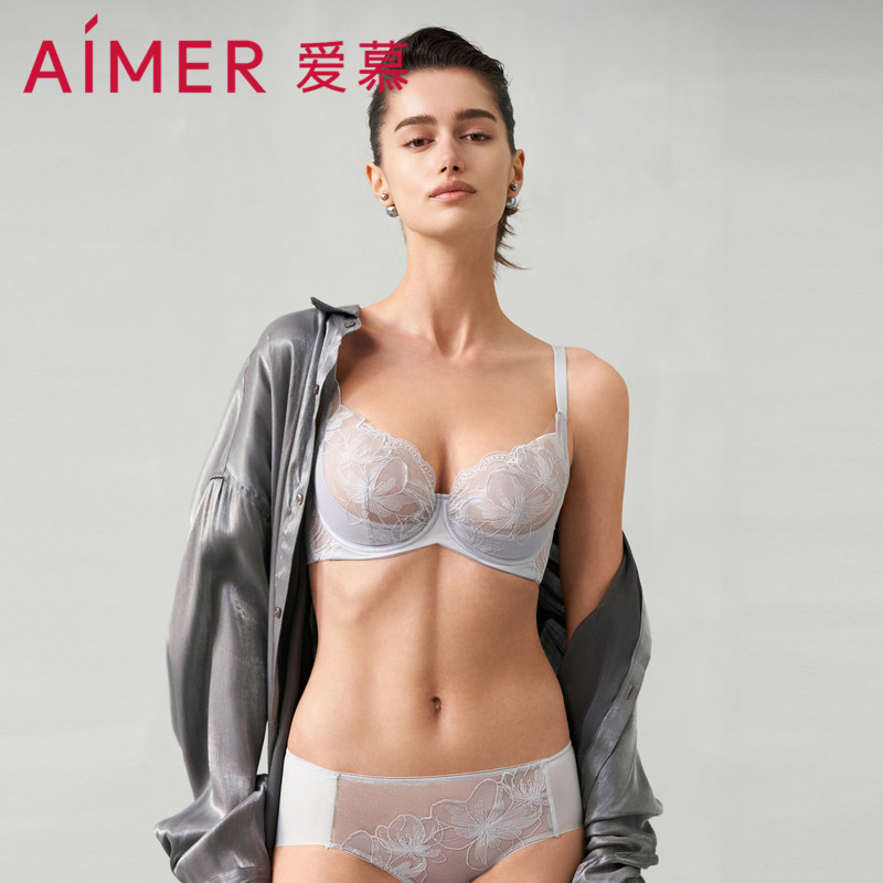 爱慕香水百合内衣女性感蕾丝刺绣花边薄杯大胸显小文胸AM139281
