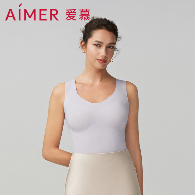 【奶皮衣】爱慕保暖打底女秋冬抗菌抗静电V领带杯背心AM728831