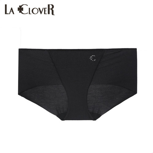 LACLOVER兰卡文新品LUCKY裤系列柔滑面料烫钻中腰平角裤LC23AY4