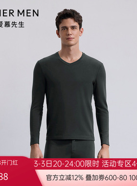爱慕先生25秋冬含山羊绒保暖男暖衣V领长袖上衣NS72M951