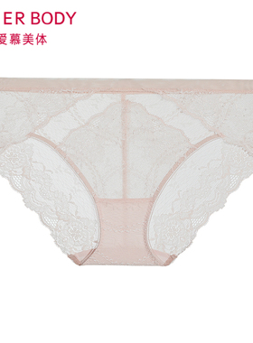 爱慕美体春之舞曲内裤女棉质底裆蕾丝中腰平角内裤AD230441