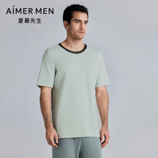 爱慕先生25春夏海藻睡眠衣男士 NS41M321 抗菌防螨亲肤圆领套头短袖