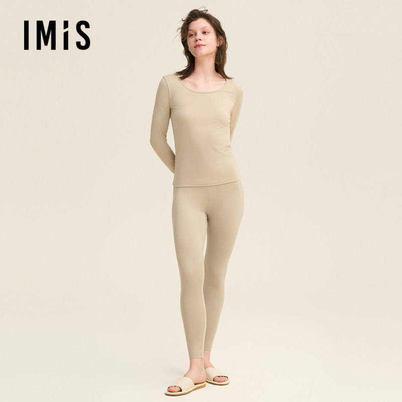 爱美丽空气暖云柔羊毛圆领套头长袖上衣长裤秋衣保暖套装IM74BUM1