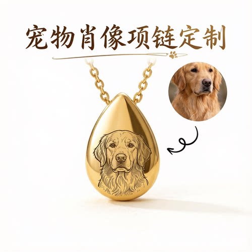 支持来图定制宠物照片钛钢项链吊坠猫狗仓鼠鹦鹉头像名字纪念礼物