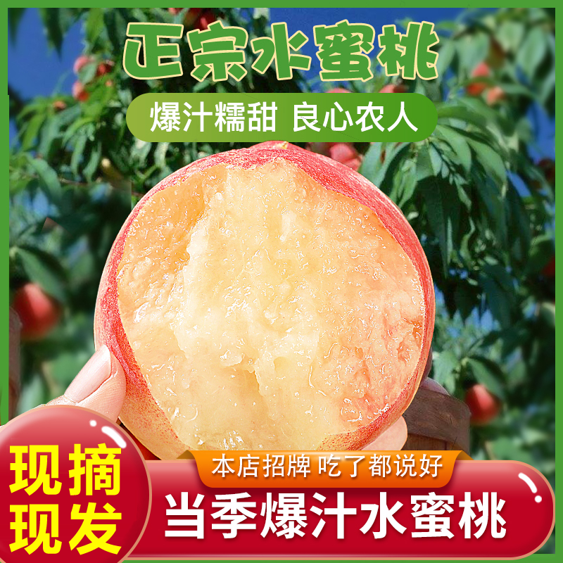 陕西高原桃子水蜜桃甜脆口感  桃子新现摘鲜应季货水果4.5/8.5斤