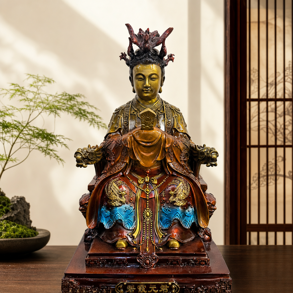 碧霞元君像纯铜泰山奶奶神像佛像家用客厅圣母摆件老母神像摆件