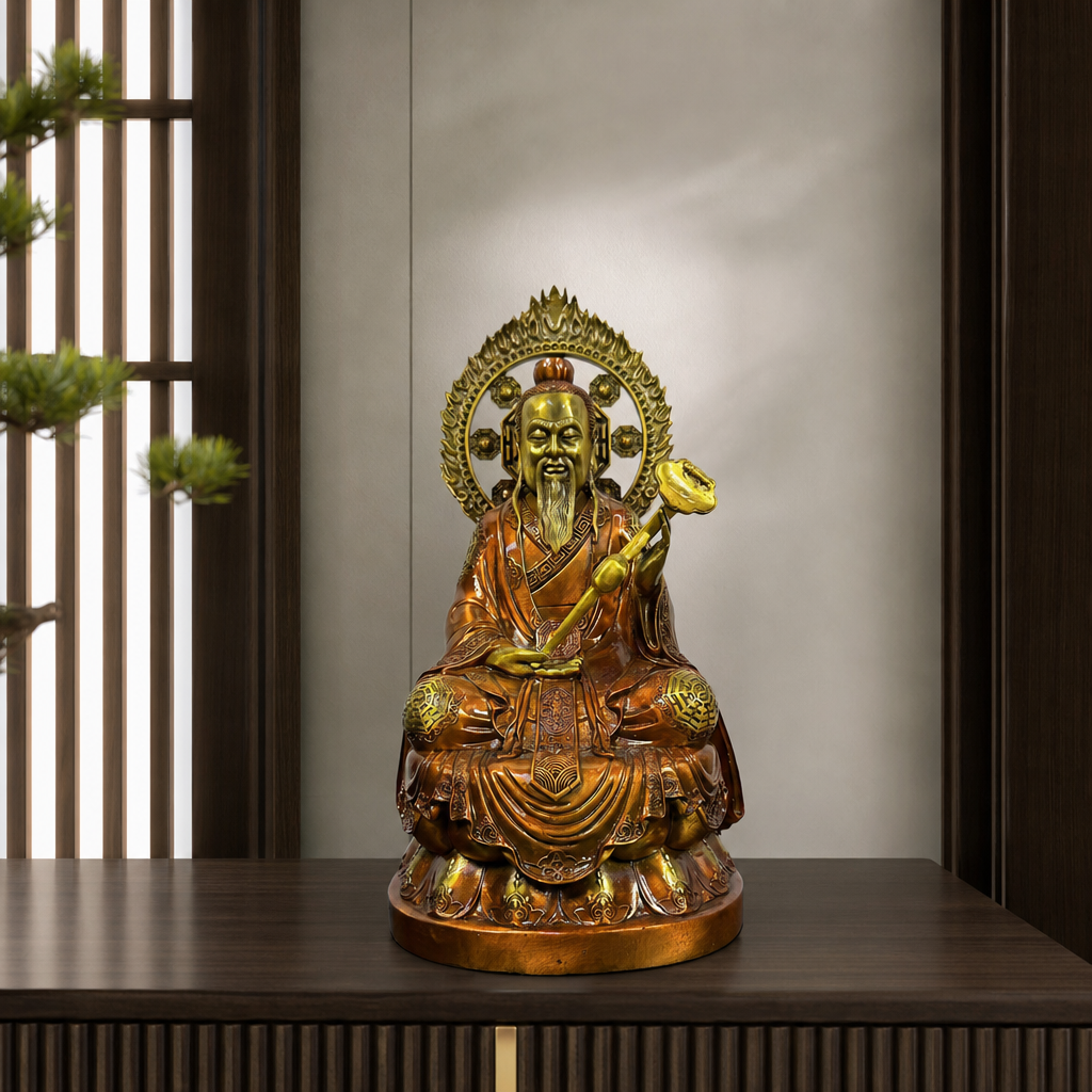 纯铜三清道祖神像灵宝天尊祖师爷家用供奉家居摆件公司兴旺