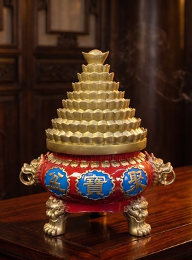 金元宝聚宝盆摆件纯黄铜招财