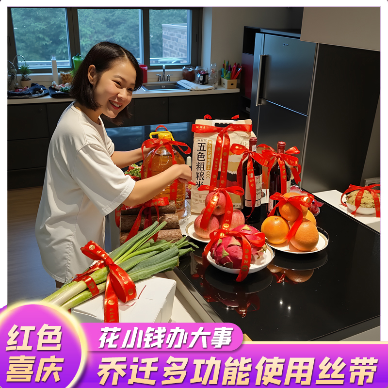 乔迁仪式必备品暖居如意彩带红色