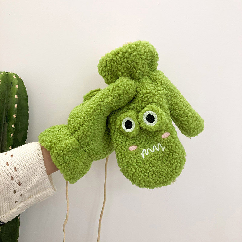 手套女冬季新款加绒加厚可爱小青蛙保暖防寒开车挂脖ins情侣潮男