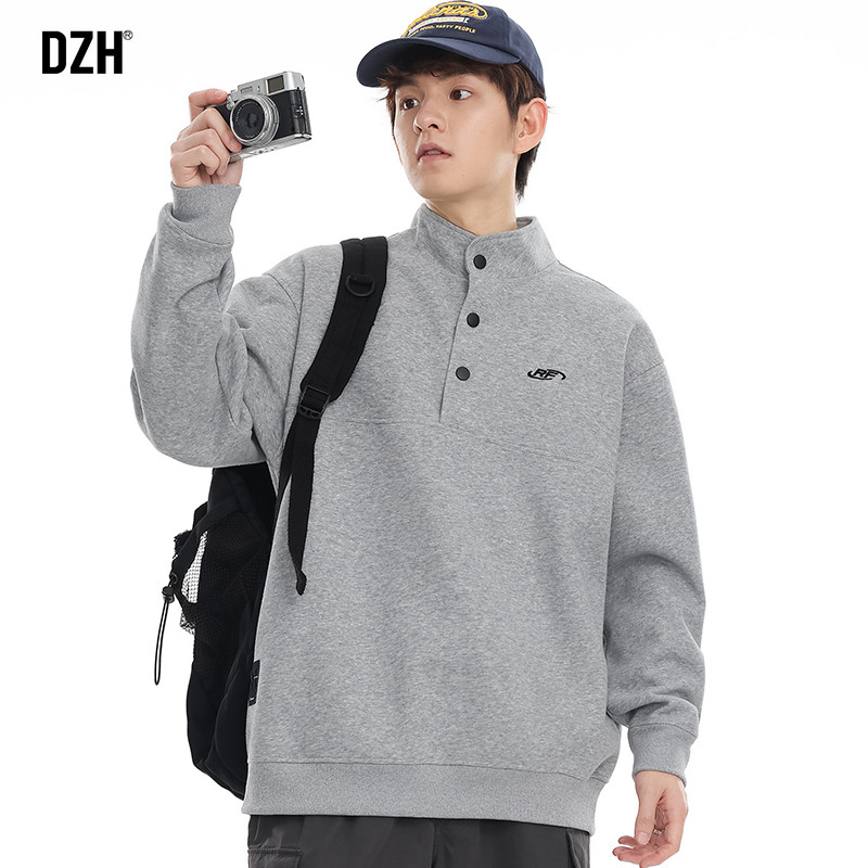 男士美式重磅立领卫衣男款秋季宽松百搭上衣外套2026新款痞帅男装
