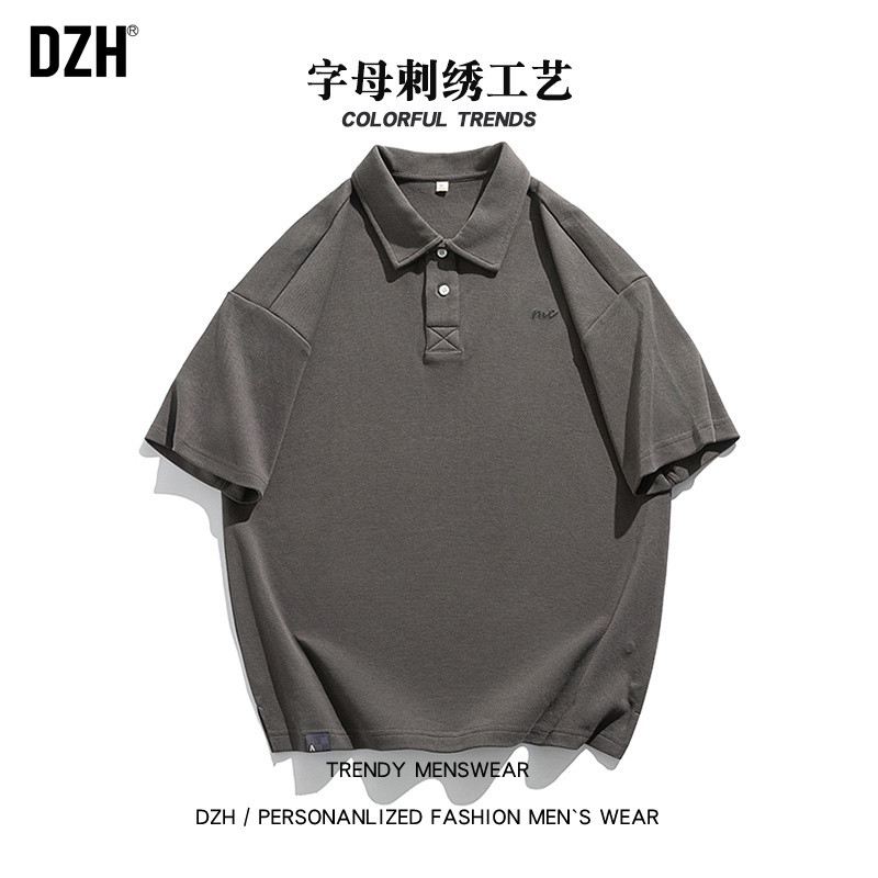 男士短袖男款polo衫男美式休闲男装2025新款刺绣t恤翻领半袖上衣