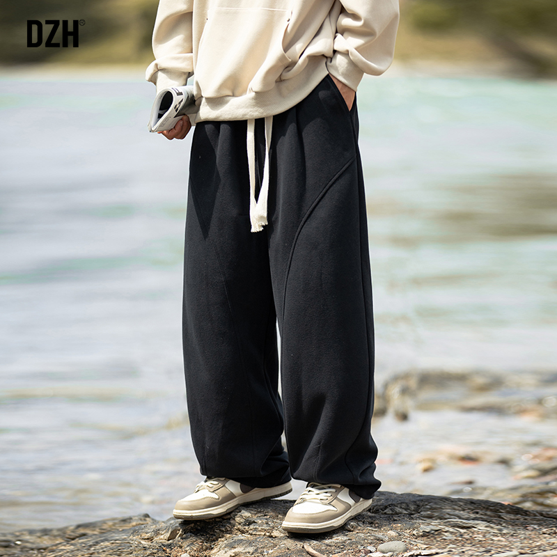 男士垂感卫裤男冬季加厚潮牌2025新款休闲运动裤男款黑色裤子宽松