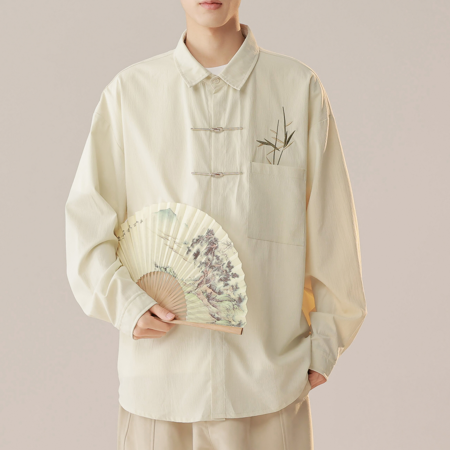 男士长袖衬衫男新中式2025新款春秋季中国风上衣刺绣国潮订婚衣服