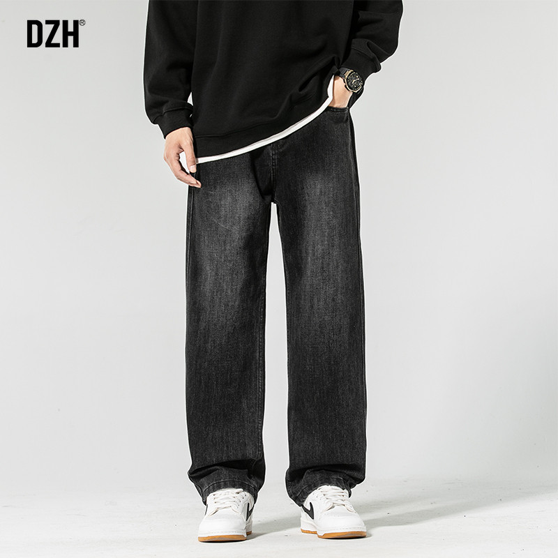 男士黑色直筒牛仔裤男款秋季美式高街裤子老爹裤长裤2025新款男裤