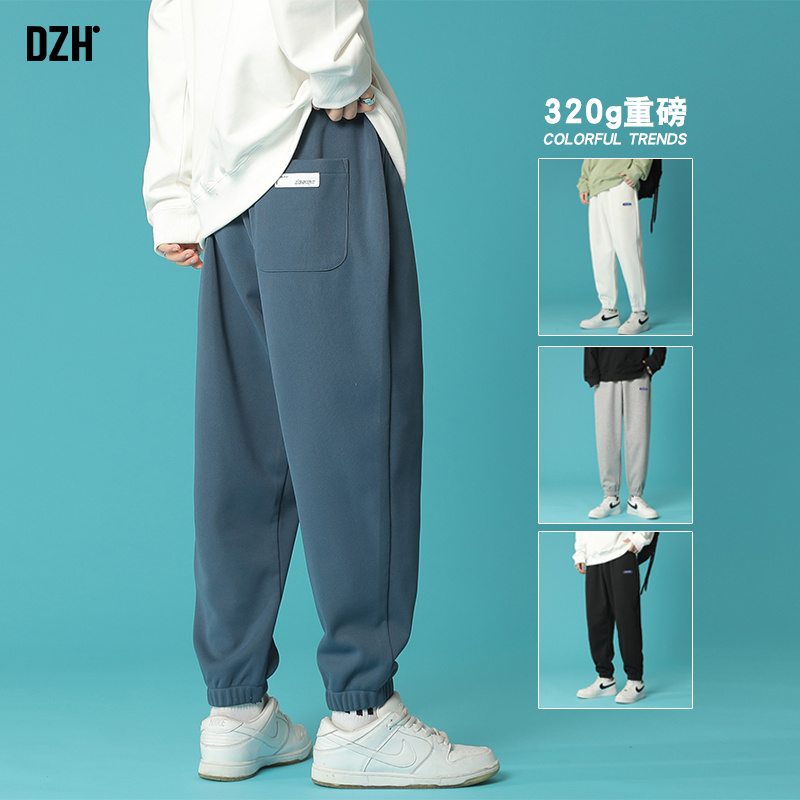 男士华夫格卫裤男春季束脚运动裤2022新款裤子韩版潮流休闲裤男裤