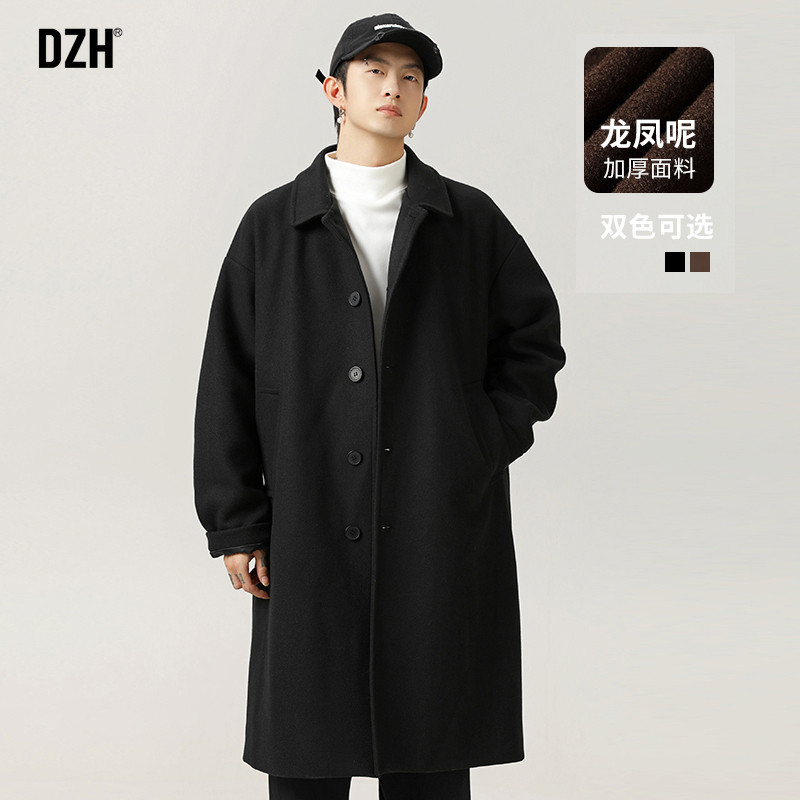 男士毛呢大衣男款冬季加厚长款呢子外套潮牌2025年新款风衣设计感