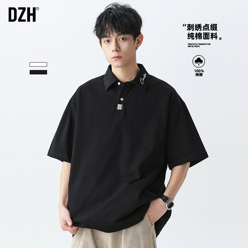 男士刺绣polo衫男短袖夏季半袖上衣男款2025新款纯棉T恤美式潮牌