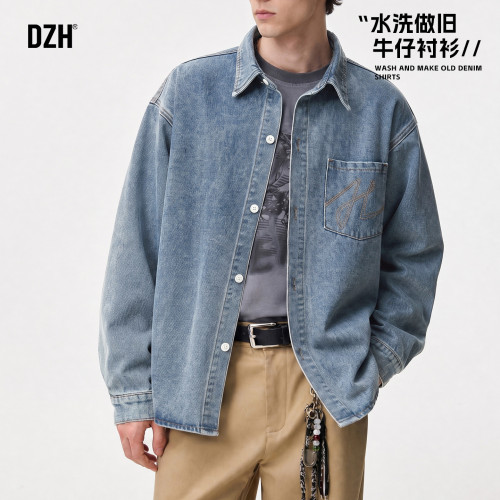 莱赛尔混纺牛仔衬衫外套