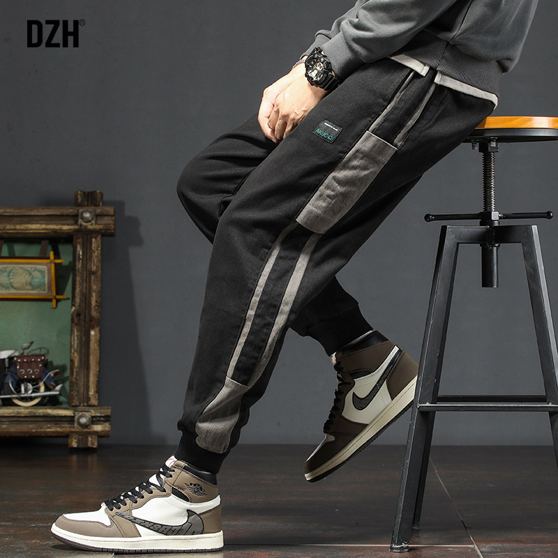 男士休闲裤男款高级感拼接裤子男男裤春秋款2026新款束脚裤运动裤