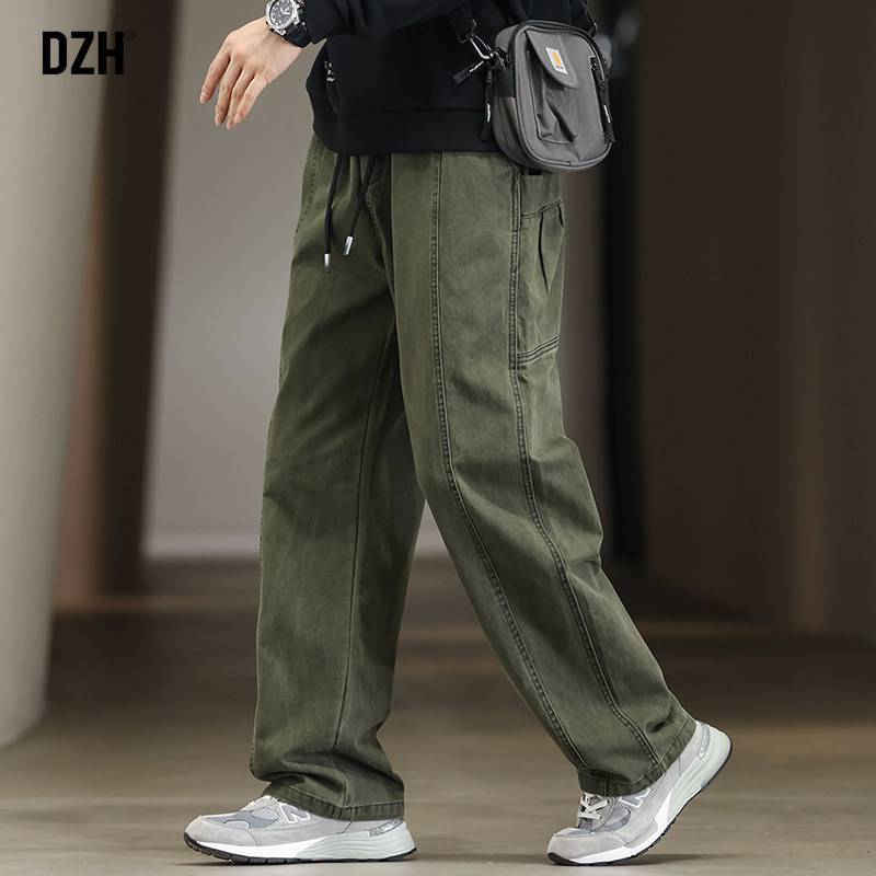 男士美式军绿色工装裤男秋款宽松直筒2026年新款休闲长裤子伐木裤